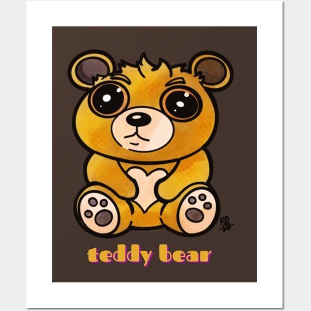 Kawaii Teddy Bear - Teddy Bear Wall Art by Alt World Studios